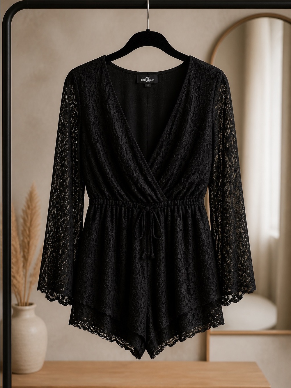 Rise of Dawn black lace romper, XS
